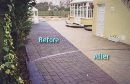 image shows: Before and after image of driveway