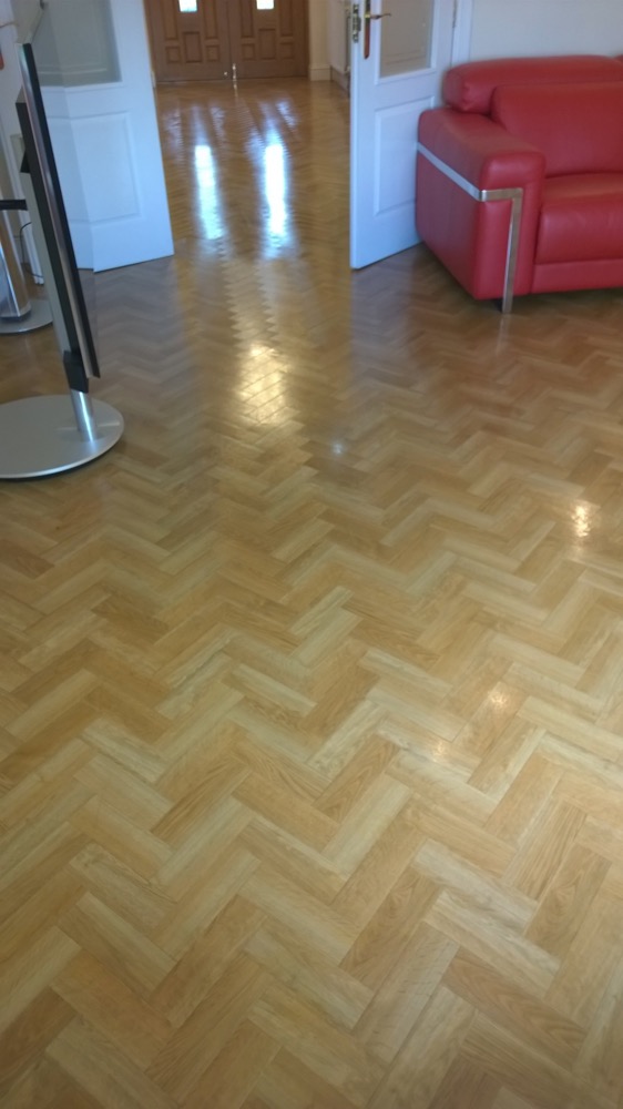 image shows: Cleaning Solid Wood, Engineered Wood and Parquet Tiled Flooring