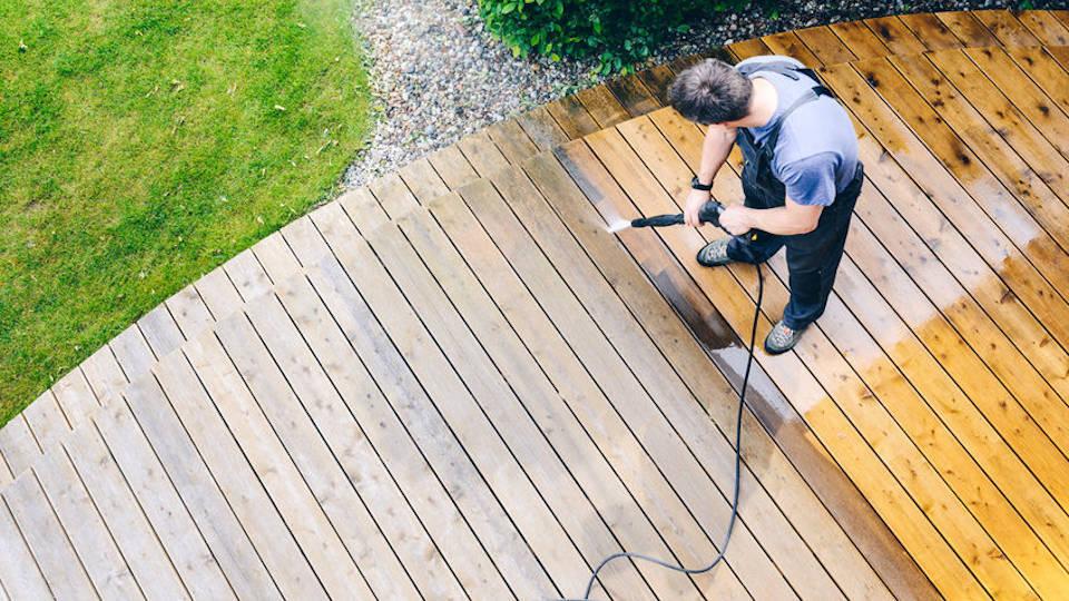 image shows: Pressure washing of exterior surfaces keeps areas safe, healthy & looking great